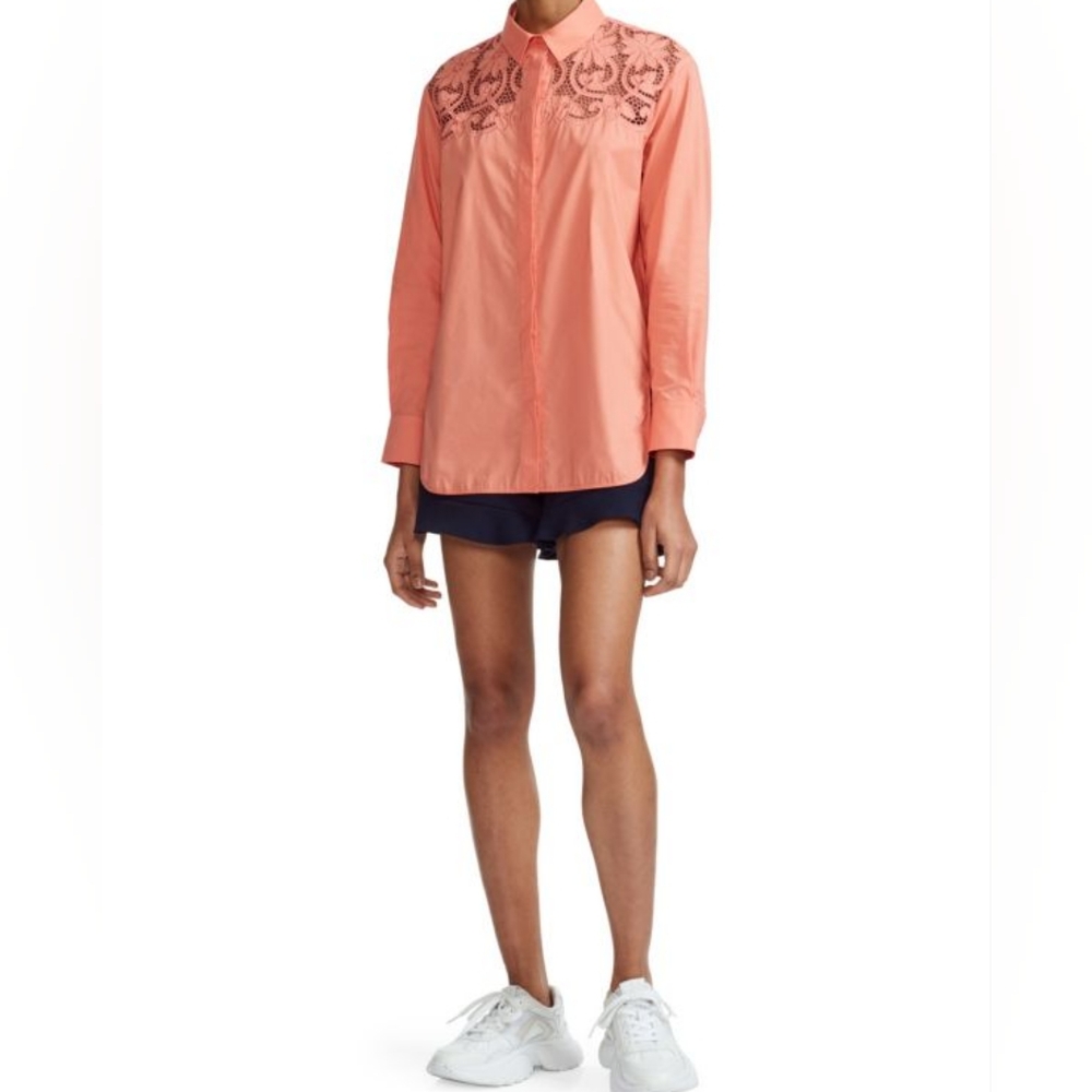 Maje Caponi Floral Lace Button-Down Shirt